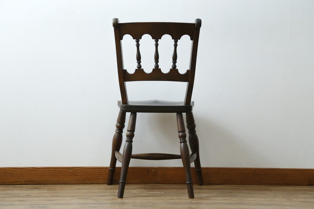 中古　松本民芸家具　背もたれの挽き物加工がお洒落な#49A型ワイコムチェア　定価約10万7千円　(R-087595)