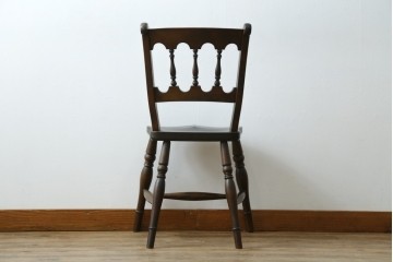 中古　松本民芸家具　背もたれの挽き物加工がお洒落な#49A型ワイコムチェア　定価約10万7千円　(R-087595)