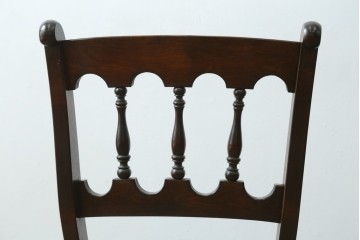 中古　美品　松本民芸家具　背もたれの挽き物加工がお洒落な#49A型ワイコムチェア2脚セット　セット定価約21万円　(R-087596)