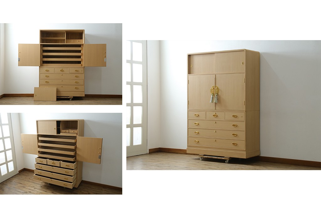 中古　伝統工芸士　中田静夫作　収納力に優れた紀州箪笥　定価約100万円　(R-087598)