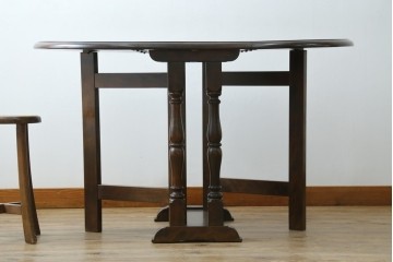 中古　松本民芸家具　挽物脚が目を引く27型バタフライ卓　(R-087599)