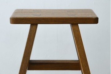 和製ヴィンテージ　ナラ材　素朴な風合いの脚立　(R-087602)