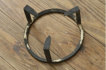 和製アンティーク　根来塗　大胆な木目模様が目を引く木製火鉢　(R-087603)
