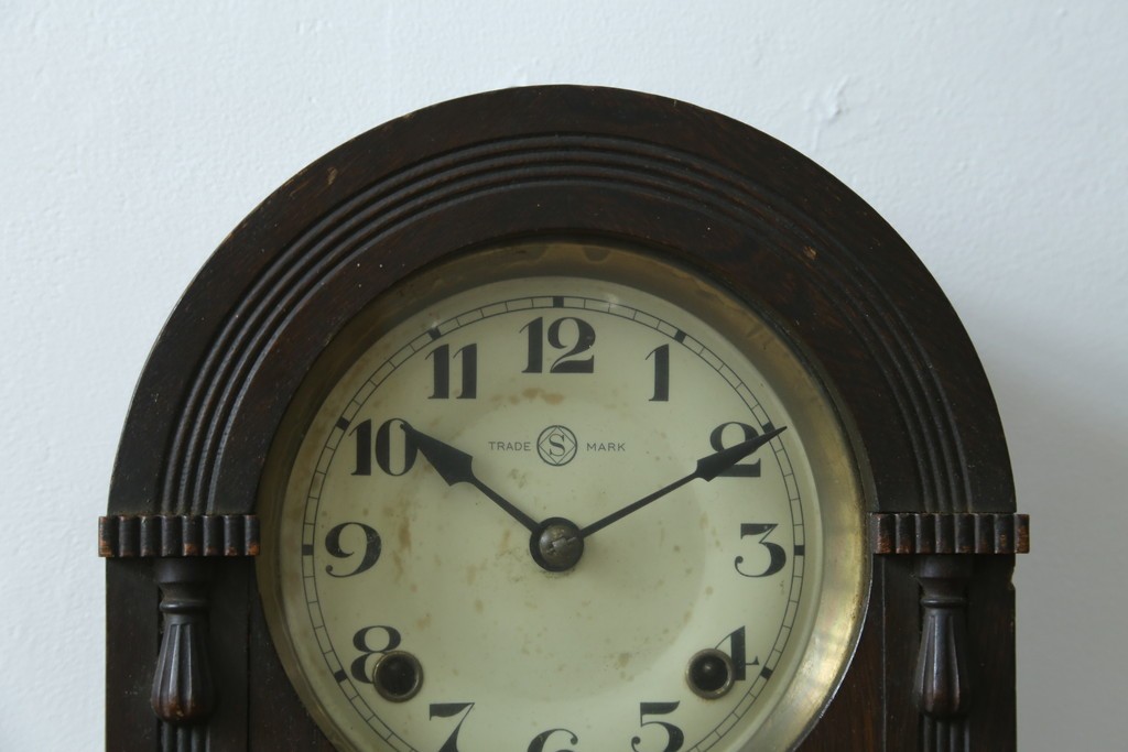 和製アンティーク　精工舎(SEIKOSHA、セイコー)　TRADE(S)MARK　アーチ形のシルエットが可愛らしい振り子時計　(R-087605)