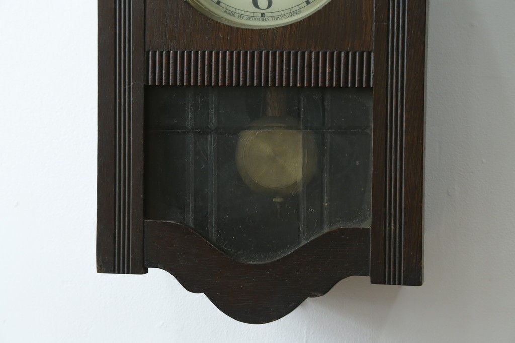 和製アンティーク　精工舎(SEIKOSHA、セイコー)　TRADE(S)MARK　アーチ形のシルエットが可愛らしい振り子時計　(R-087605)