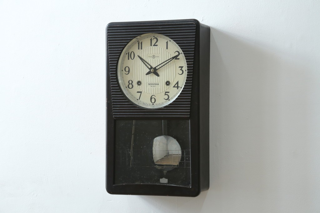 和製ヴィンテージ　精工舎(SEIKOSHA、セイコー)　TRADE(S)MARK　14DAY　モダンな意匠の振り子時計　(R-087608)