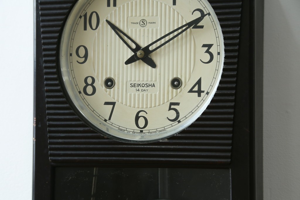 和製ヴィンテージ　精工舎(SEIKOSHA、セイコー)　TRADE(S)MARK　14DAY　モダンな意匠の振り子時計　(R-087608)