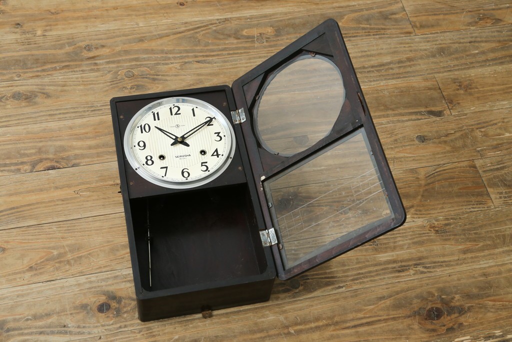 和製ヴィンテージ　精工舎(SEIKOSHA、セイコー)　TRADE(S)MARK　14DAY　モダンな意匠の振り子時計　(R-087608)