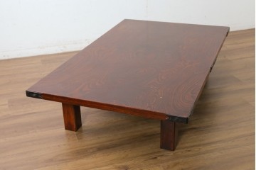 中古　岩谷堂箪笥　天板一面のうねる木目が美しい折り畳み座卓　(R-087613)