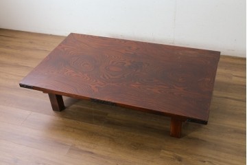 中古　岩谷堂箪笥　天板一面のうねる木目が美しい折り畳み座卓　(R-087613)