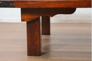 中古　岩谷堂箪笥　天板一面のうねる木目が美しい折り畳み座卓　(R-087613)
