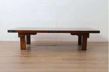 中古　岩谷堂箪笥　天板一面のうねる木目が美しい折り畳み座卓　(R-087613)