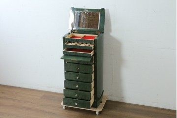 新古　展示品　美品　井上木工所　本みがき高級家具　深緑が美しいバーズアイメープルのジュエリーチェスト　定価約63万円　(R-087614)