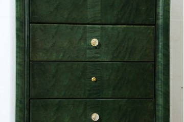 新古　展示品　美品　井上木工所　本みがき高級家具　深緑が美しいバーズアイメープルのジュエリーチェスト　定価約63万円　(R-087614)