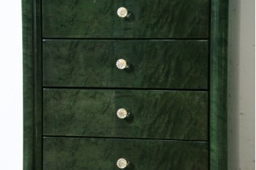 新古　展示品　美品　井上木工所　本みがき高級家具　深緑が美しいバーズアイメープルのジュエリーチェスト　定価約63万円　(R-087614)