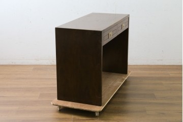 中古　カリモク家具(karimoku)　domani(ドマーニ)　Morganton(モーガントン)　ダークカラーにクラシカルな金色の取っ手が映えるワークデスク　定価約18万円　(R-087616)
