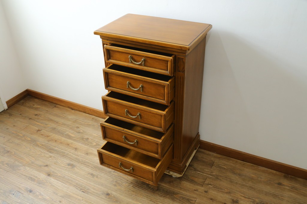中古　美品　イタリア高級家具メーカー　SELVA(セルヴァ)社　Villa Borghese(ヴィラ・ボルゲーゼ)　チェリー材　ディレクトワール様式の5段チェスト　(R-087620)