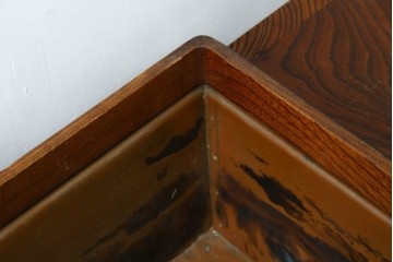 和製アンティーク　上手物　総欅(ケヤキ)材　漆塗りの小振りな長火鉢　(R-087622)