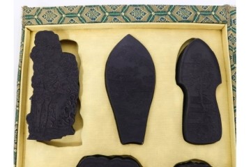 中国　嘉慶年製　御園図古墨8箱(64丁)セット　帙付き　(R-087629)