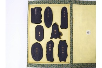 中国　嘉慶年製　御園図古墨8箱(64丁)セット　帙付き　(R-087629)