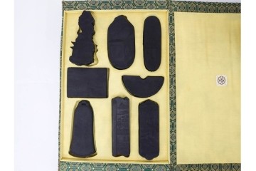 中国　嘉慶年製　御園図古墨8箱(64丁)セット　帙付き　(R-087629)