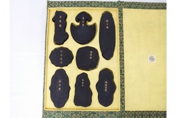 中国　嘉慶年製　御園図古墨8箱(64丁)セット　帙付き　(R-087629)