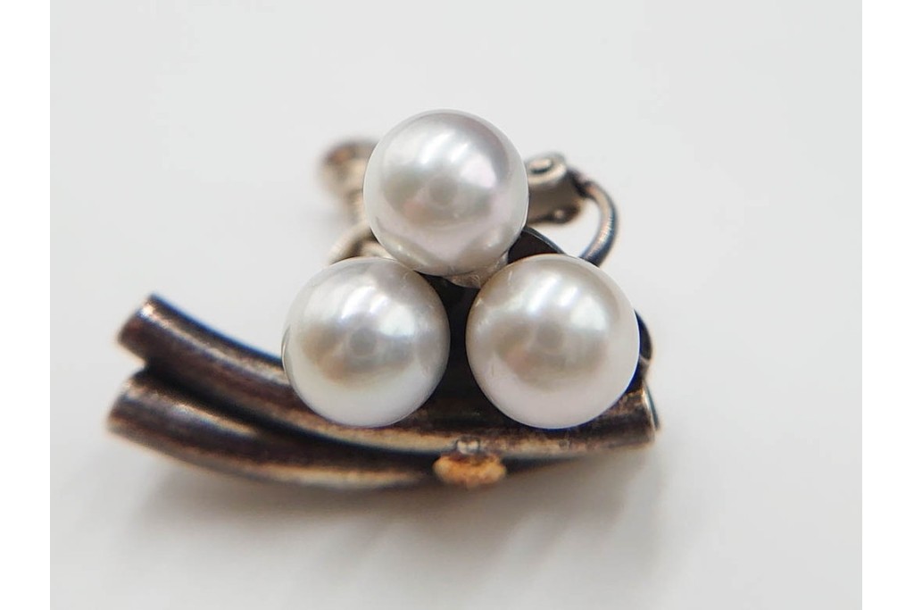 島田紘一呂　K18金(18金)・SILVER　パール(真珠)のイヤリングと花モチーフの指輪セット　(R-087636)