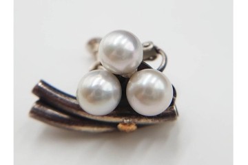島田紘一呂　K18金(18金)・SILVER　パール(真珠)のイヤリングと花モチーフの指輪セット　(R-087636)