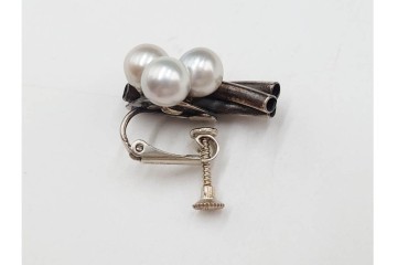 島田紘一呂　K18金(18金)・SILVER　パール(真珠)のイヤリングと花モチーフの指輪セット　(R-087636)