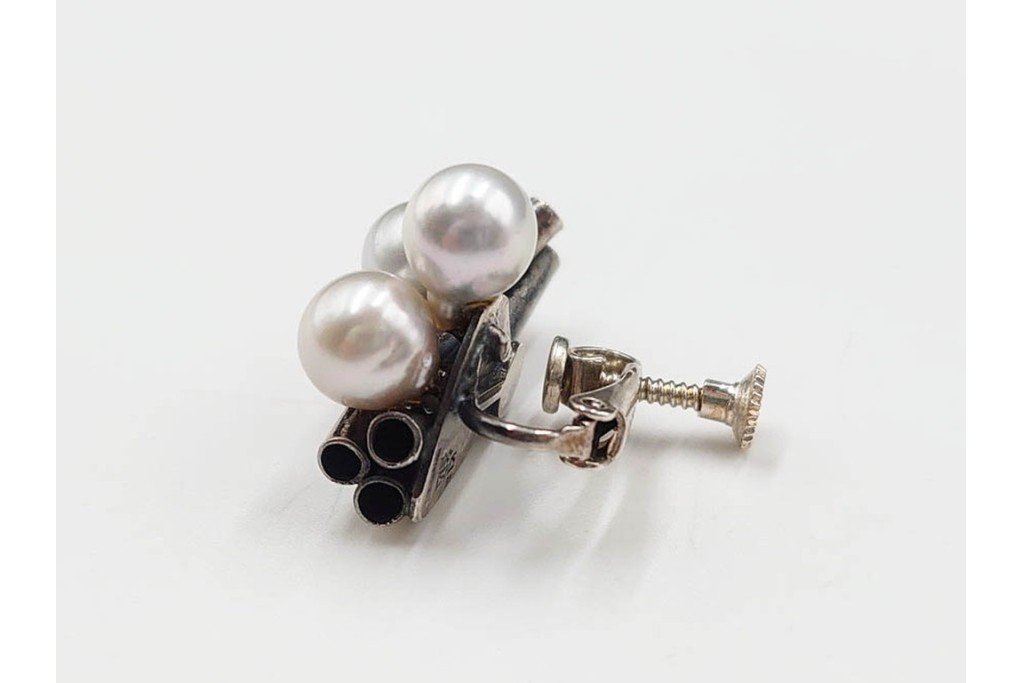 島田紘一呂　K18金(18金)・SILVER　パール(真珠)のイヤリングと花モチーフの指輪セット　(R-087636)