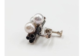 島田紘一呂　K18金(18金)・SILVER　パール(真珠)のイヤリングと花モチーフの指輪セット　(R-087636)