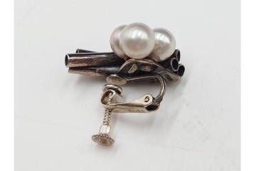 島田紘一呂　K18金(18金)・SILVER　パール(真珠)のイヤリングと花モチーフの指輪セット　(R-087636)