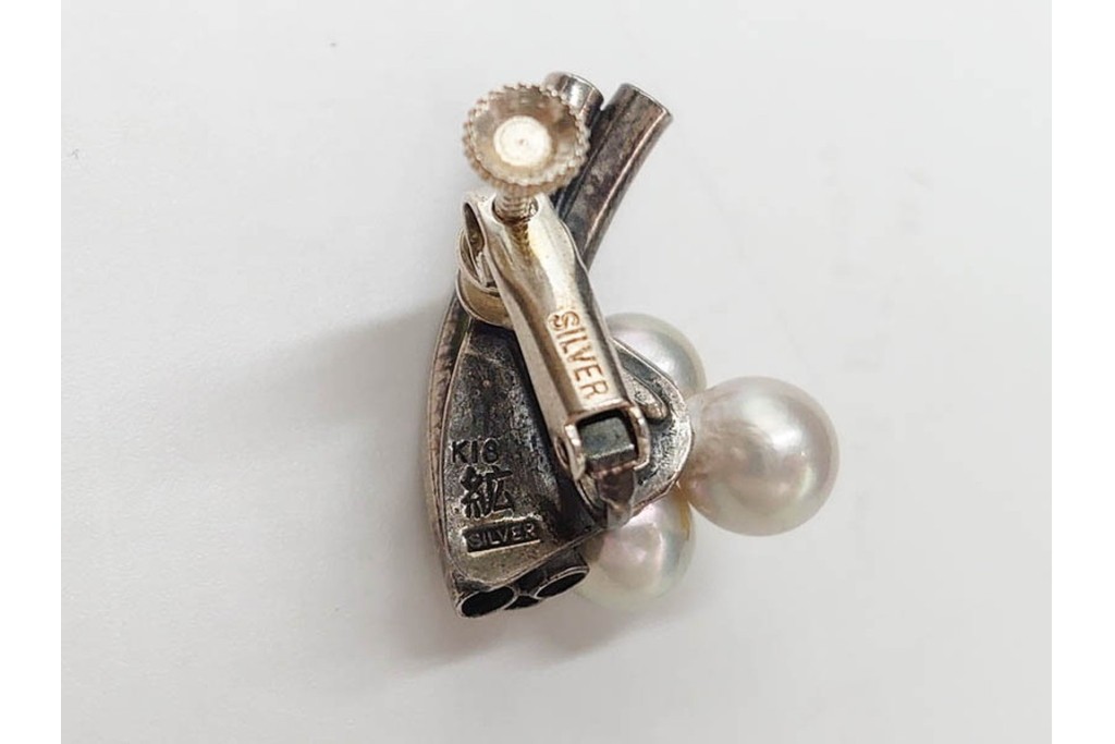 島田紘一呂　K18金(18金)・SILVER　パール(真珠)のイヤリングと花モチーフの指輪セット　(R-087636)