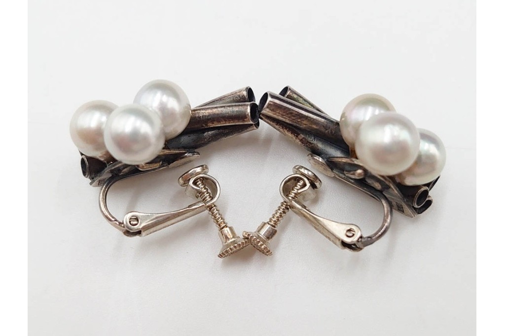 島田紘一呂　K18金(18金)・SILVER　パール(真珠)のイヤリングと花モチーフの指輪セット　(R-087636)