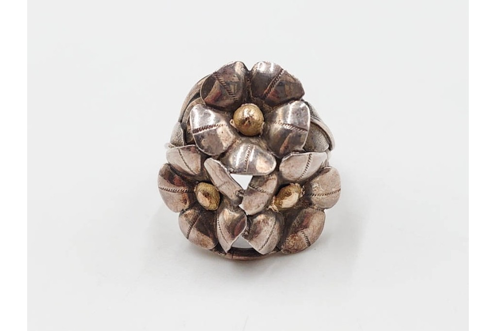 島田紘一呂　K18金(18金)・SILVER　パール(真珠)のイヤリングと花モチーフの指輪セット　(R-087636)