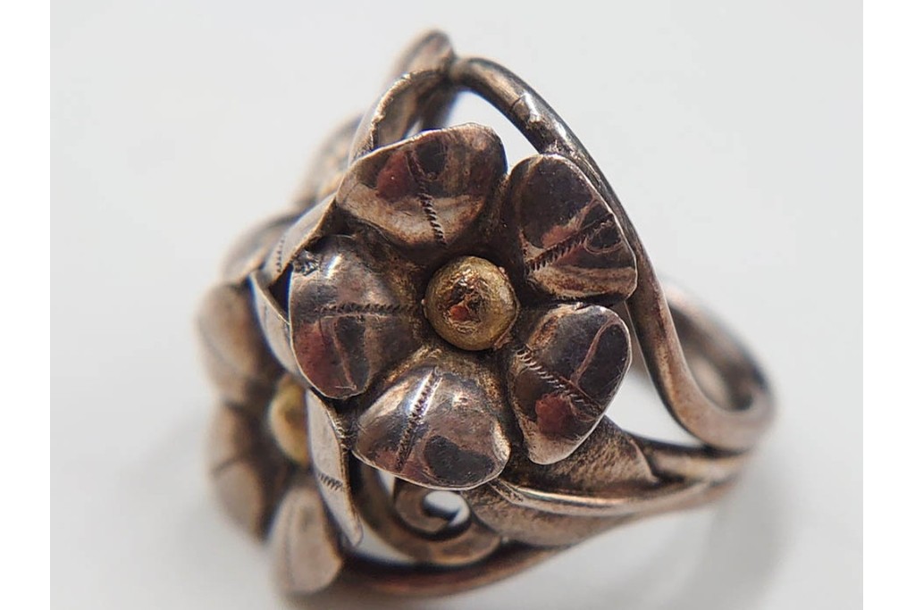 島田紘一呂　K18金(18金)・SILVER　パール(真珠)のイヤリングと花モチーフの指輪セット　(R-087636)