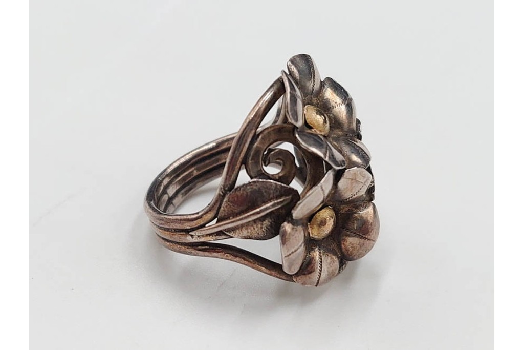 島田紘一呂　K18金(18金)・SILVER　パール(真珠)のイヤリングと花モチーフの指輪セット　(R-087636)