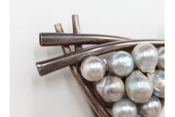 島田紘一呂　SILVER・パール(真珠)　上品なブローチ2点セット　(R-087637)