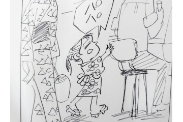 小島功　肉筆原画　「ファミリーONE」　漫画原稿等12枚セット　(R-087652)