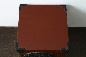 中古　美品　欅産業　朱塗りの小引き出し　(R-087672)