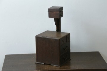 和製アンティーク　明治期から大正期　栗材　小引き出し付き裁縫箱　(R-087678)