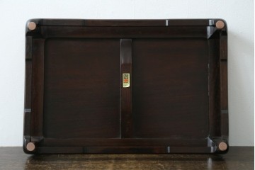 中古　通産大臣指定伝統的工芸品　大阪唐木指物　下村作　紫檀材　端正な佇まいの花台　(R-087681)