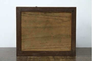和製アンティーク　明治大正期　指物工芸品　蝙蝠(コウモリ)や桜の花を象った飴細工のような装飾がアクセントの時代寄木煙草盆　(R-087683)