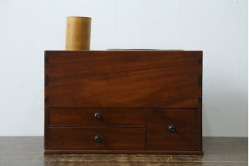和製アンティーク　指物工芸品　花梨材　漆塗りの煙草盆　(R-087684)
