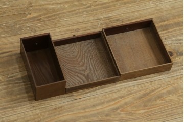 和製アンティーク　指物工芸品　花梨材　漆塗りの煙草盆　(R-087684)