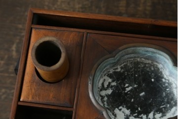 和製アンティーク　指物工芸品　花梨材　漆塗りの煙草盆　(R-087684)