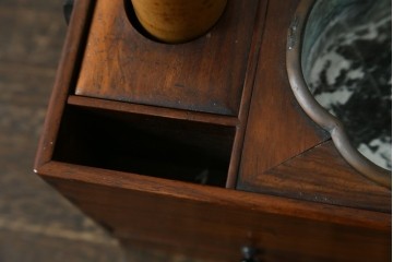 和製アンティーク　指物工芸品　花梨材　漆塗りの煙草盆　(R-087684)