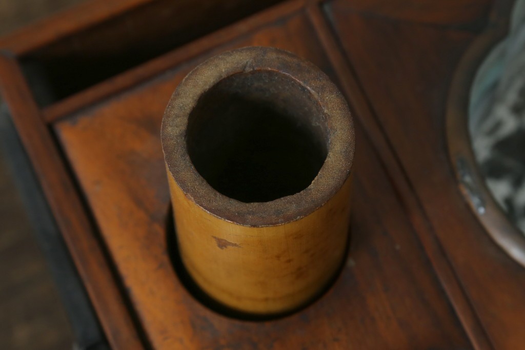 和製アンティーク　指物工芸品　花梨材　漆塗りの煙草盆　(R-087684)