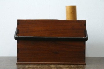 和製アンティーク　指物工芸品　花梨材　漆塗りの煙草盆　(R-087684)