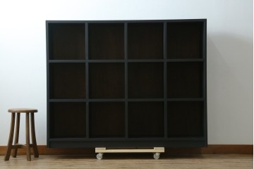 【ラフジュ工房オリジナル】　4×3マス　マットブラック　シックなペイントマス目棚　(R-087689)